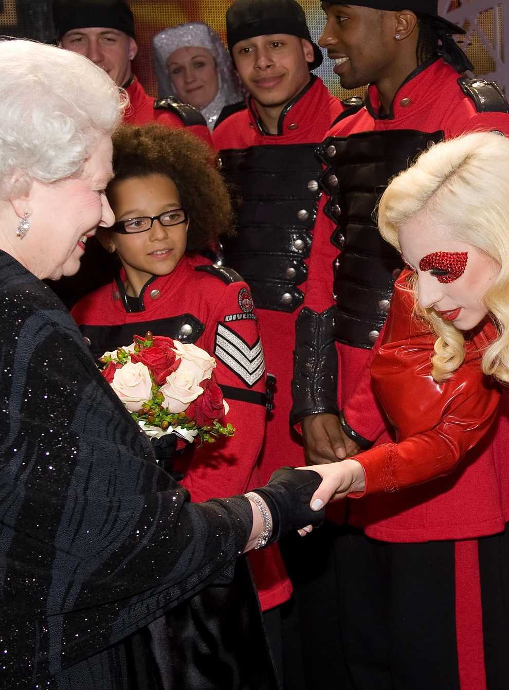 The Queen meets Lady Gaga (Leon Neal/PA)
