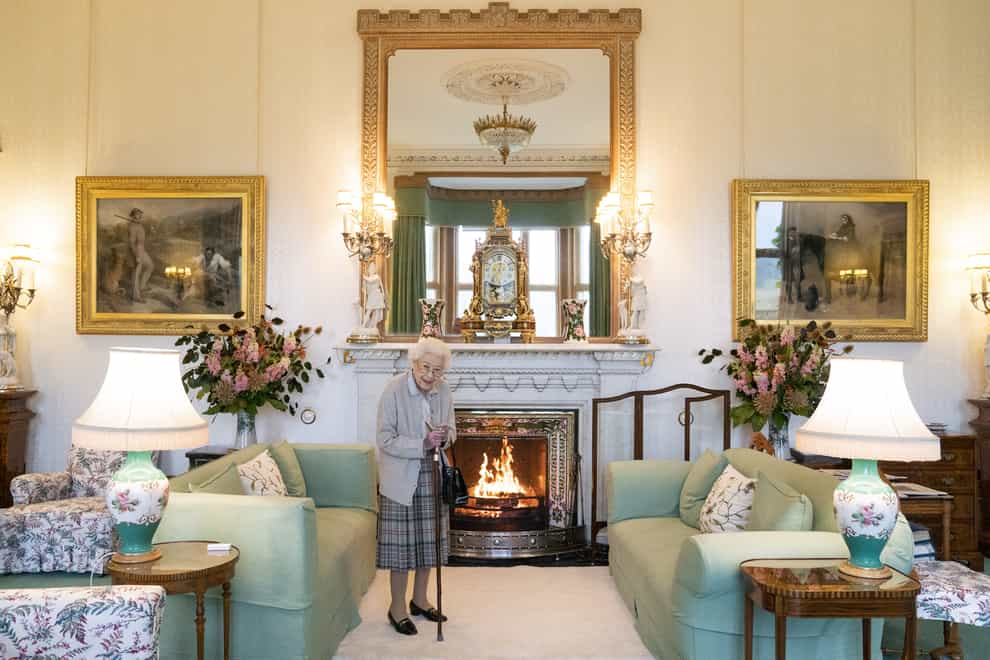 The Queen in the drawing room at Balmoral Castle (Jane Barlow/PA)