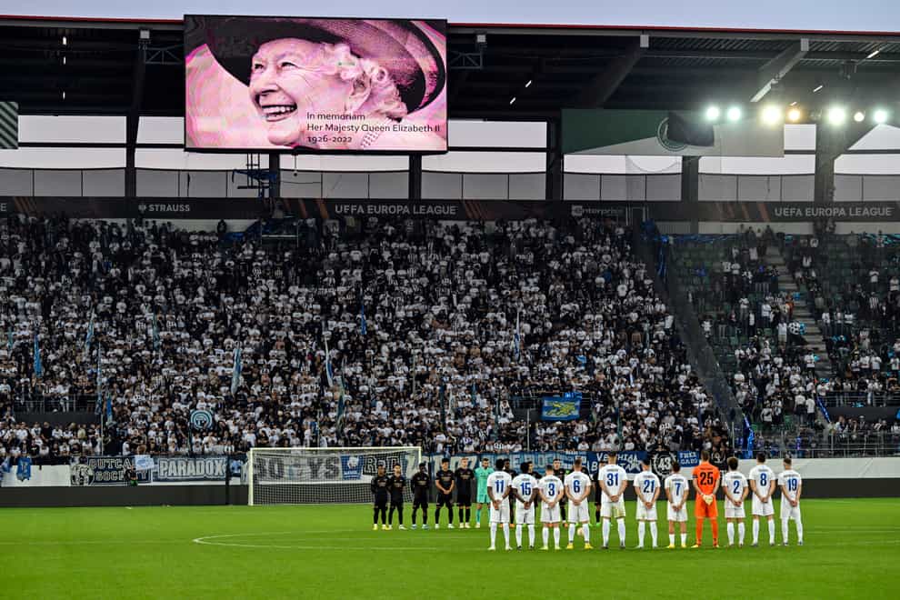 A minute’s silence was held before the start of the second half (Gian Ehrenzeller/Keystone via AP)