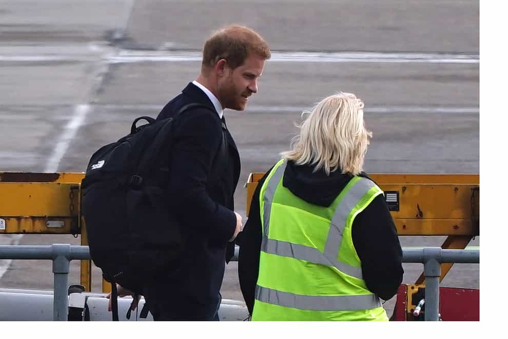 The Duke of Sussex at Aberdeen Airport (PA)