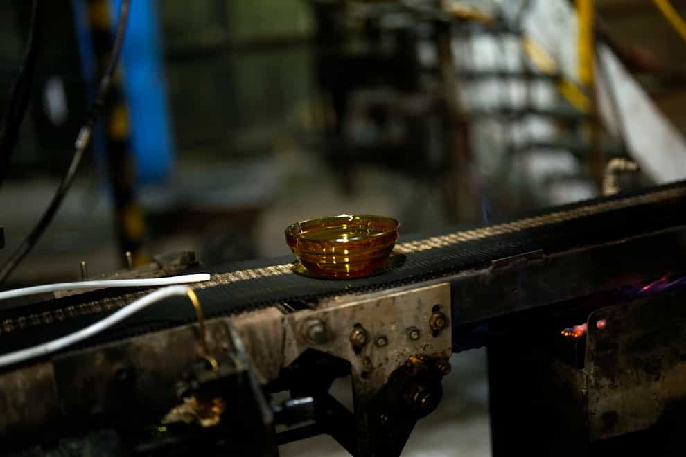 A bowl is manufactured in the factory of the French glassmaker Duralex (AP)