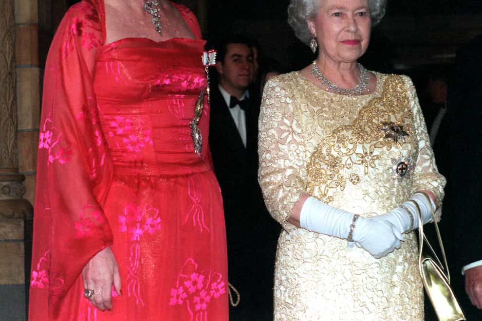 Queen Margrethe of Denmark and Britain’s Queen Elizabeth II in 2000 (Michael Stephens/PA)