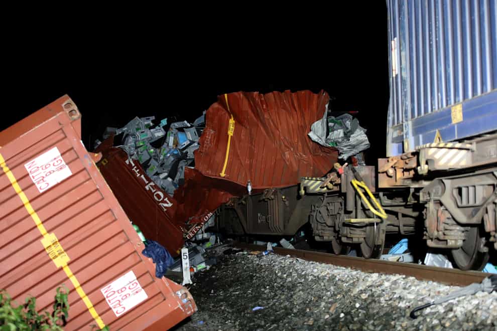 A passenger train and freight train collided on Friday night in central Croatia, killing at least three people and injuring another 11 or more, authorities said (AP)
