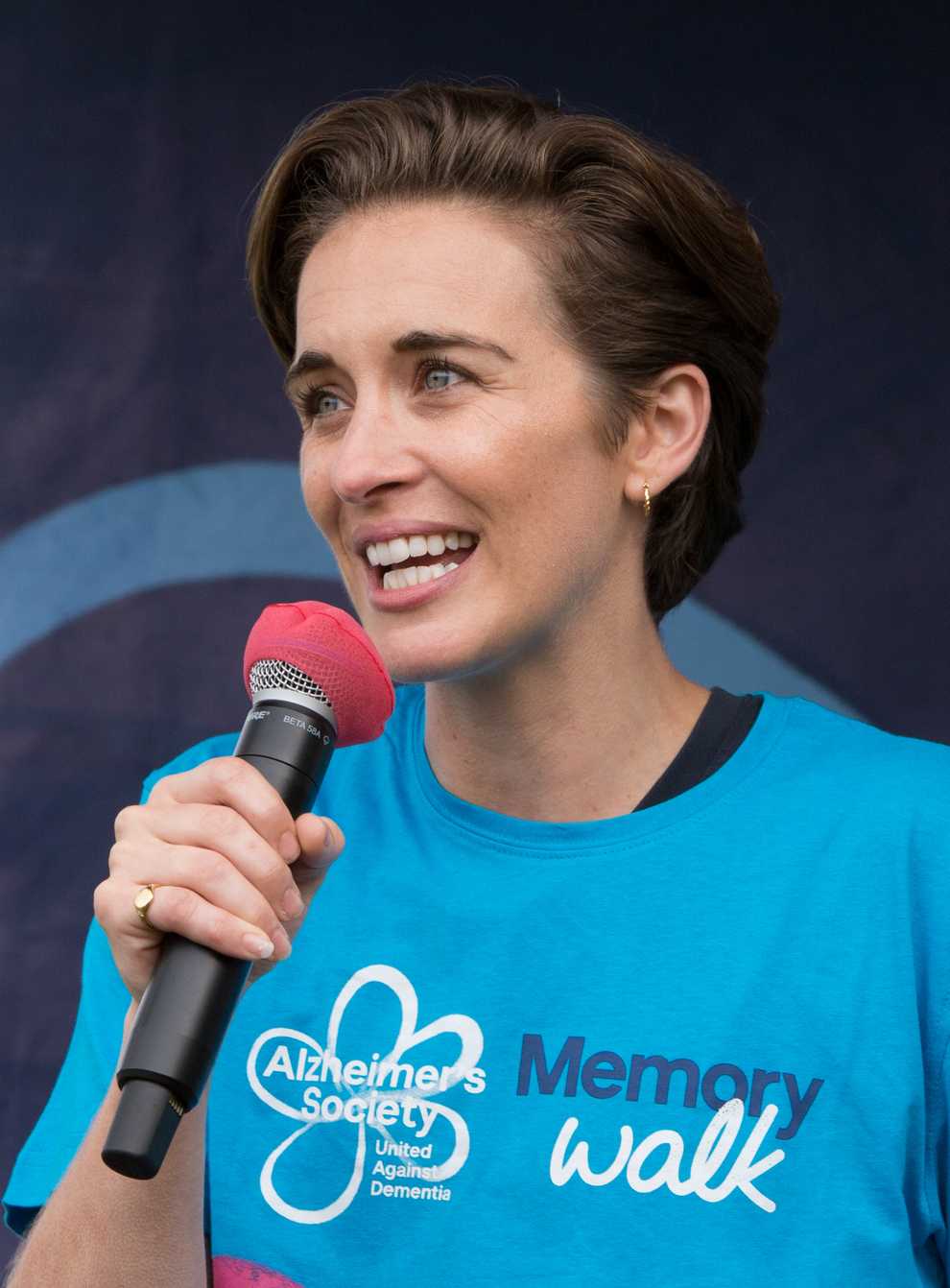 Line Of Duty star Vicky McClure speaks to fellow walkers during the Memory Walk at Wollaton Park in Nottingham last year (Alzheimer’s Society/PA)