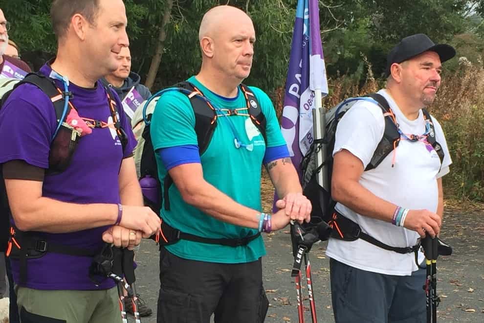 Tim Owen, Mike Palmer and Andy Airey, pictured at the start of another walk last year (Papyrus)