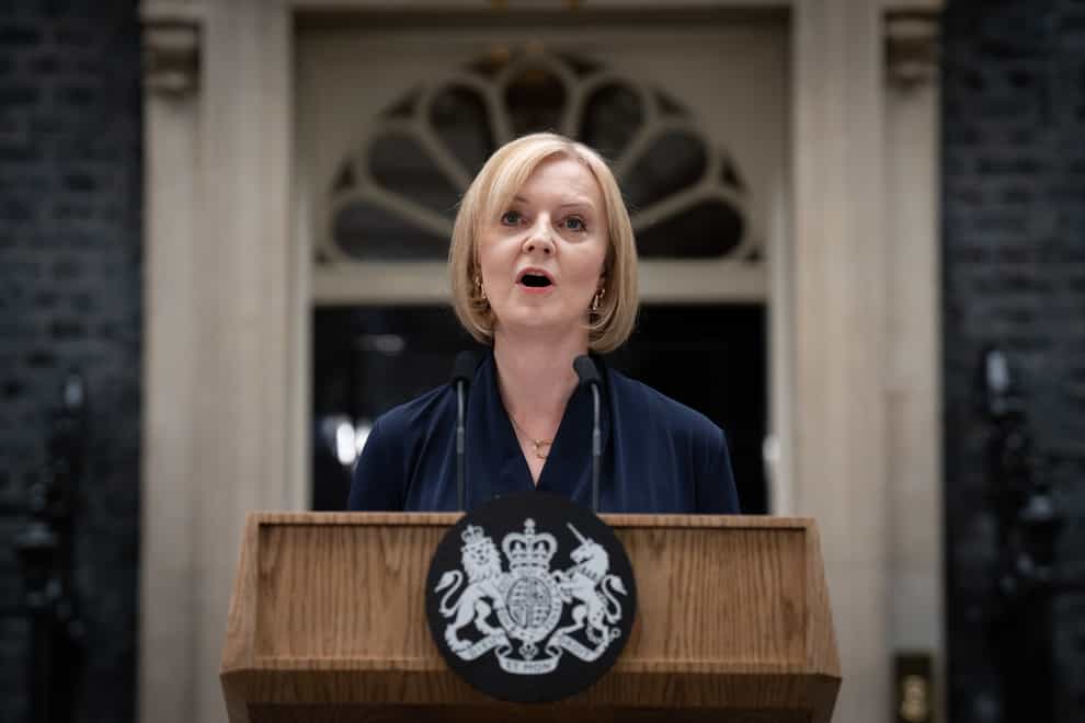 Liz Truss addresses the nation for the first time from the steps of No 10 (Stefan Rousseau/PA)