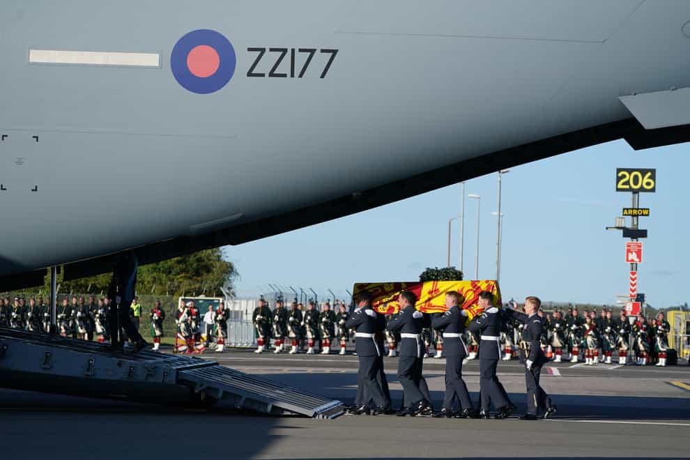 The plane which carried the Queen’s coffin from Edinburgh to London was the world’s most-tracked flight (Andrew Milligan/PA)