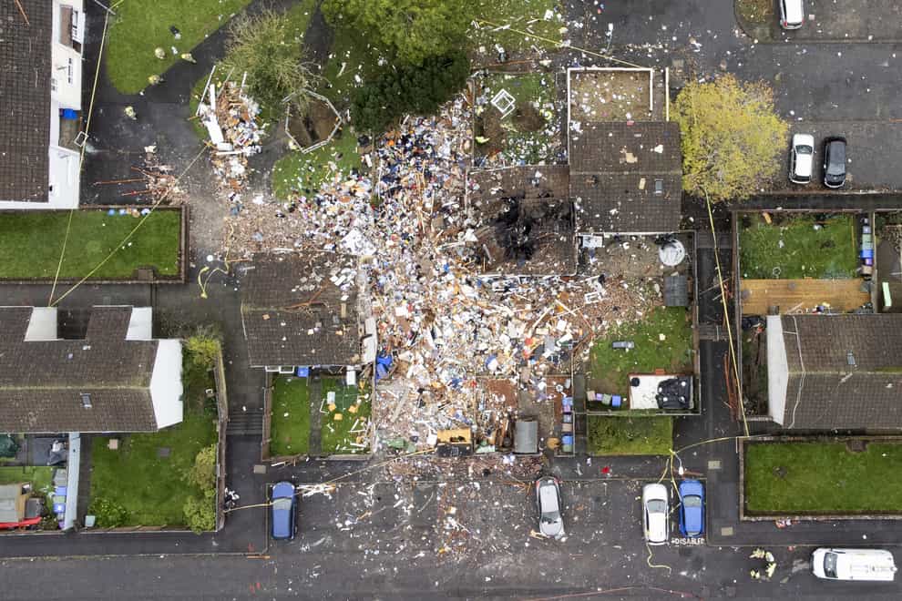 The explosion left one property completely destroyed (Jane Barlow/PA)
