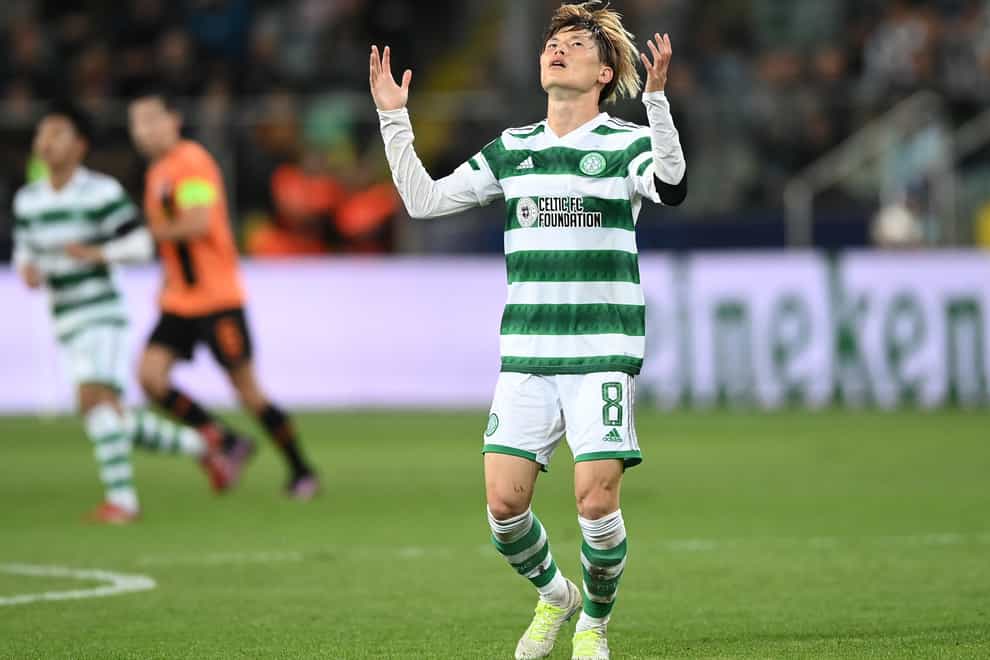 Kyogo Furuhashi and his Celtic team-mates endured a frustrating night in Poland (Rafal Oleksiewicz/PA)