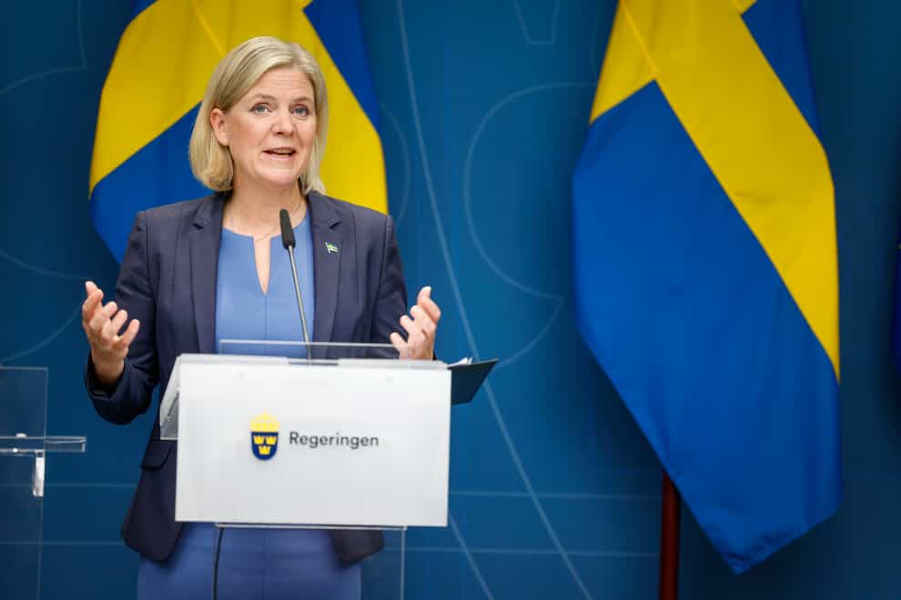 Sweden’s Prime Minister Magdalena Andersson has formally resigned (Jessica Gow/TT News Agency/AP)
