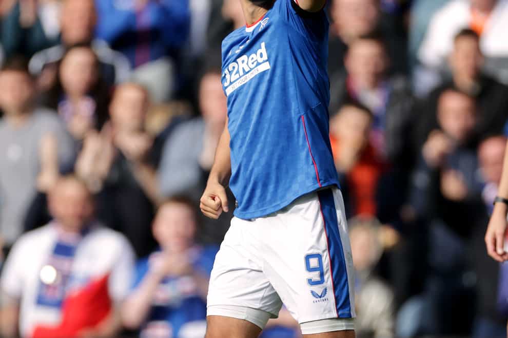 Rangers’ Antonio Colak celebrates his second goal (Steve Welsh/PA)