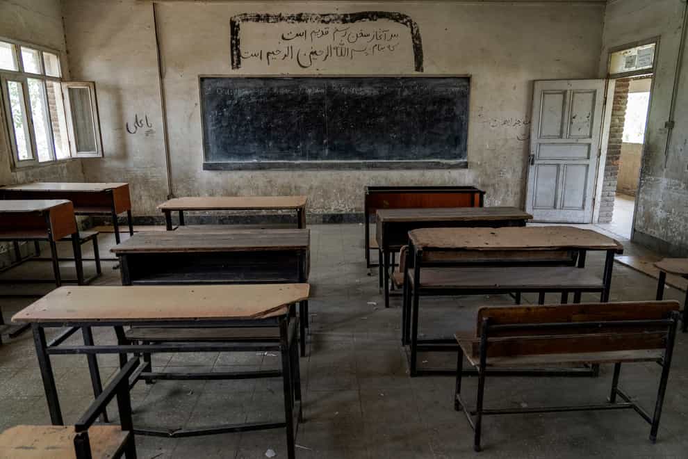 A classroom sits empty in Kabul, Afghanistan (Ebrahim Noroozi/AP)