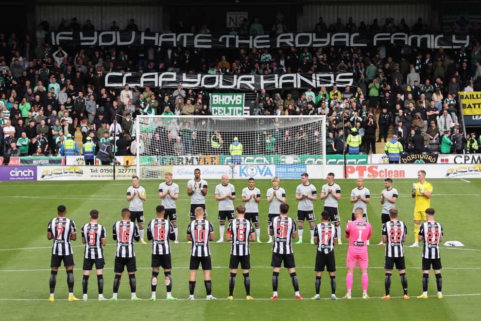 Celtic fans’ banner before the game at St Mirren (Steve Welsh/PA)