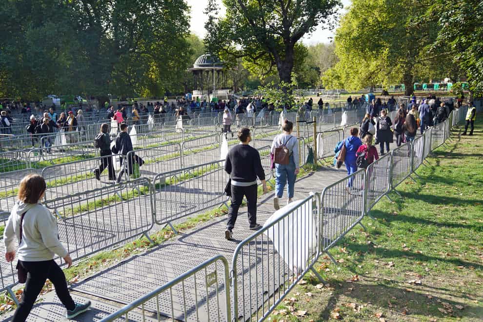 The end of The Queue in Southwark Park in London on Sunday (James Manning/PA)