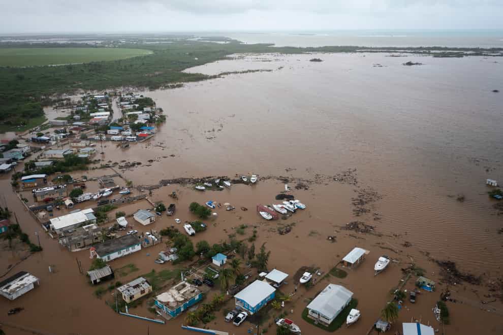 Homes are flooded on Salinas Beach after the passing of Hurricane Fiona in Salinas, Puerto Rico (Alejandro Granadillo/AP)