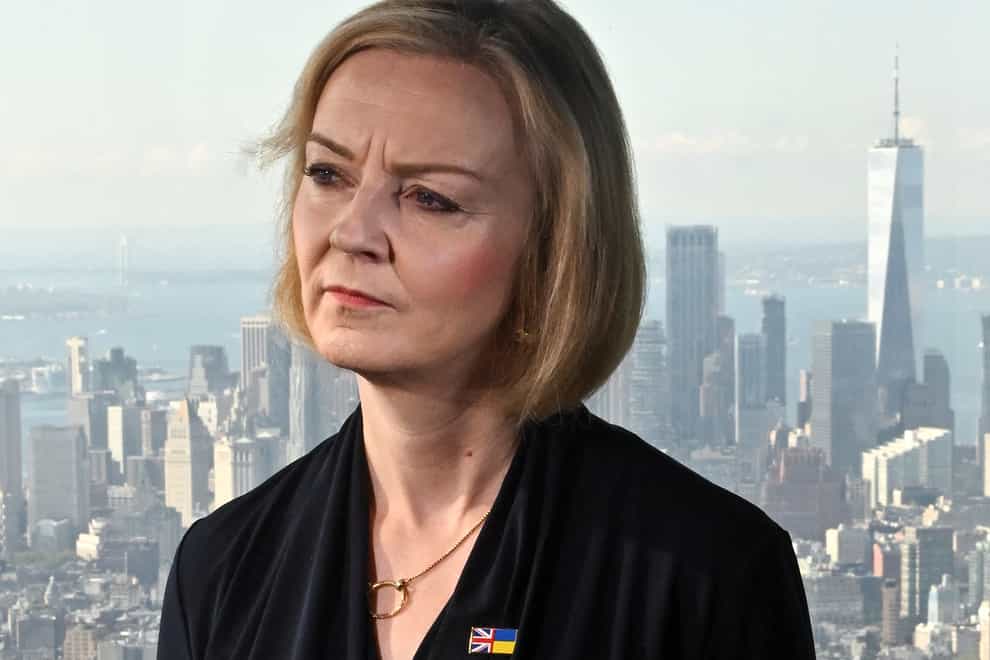 Prime Minister Liz Truss speaks to journalists at the Empire State Building in New York (Toby Melville/PA)