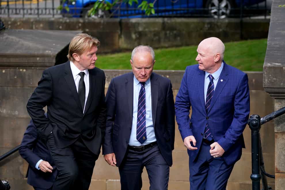 John Bennett, centre, has defended the Rangers board’s strategy (Andrew Milligan/PA)