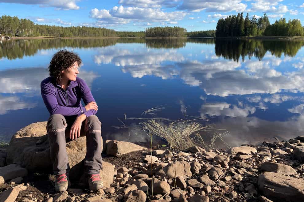 Sarah at a lake in the Dalarna region of Sweden (Sarah Marshall/PA)