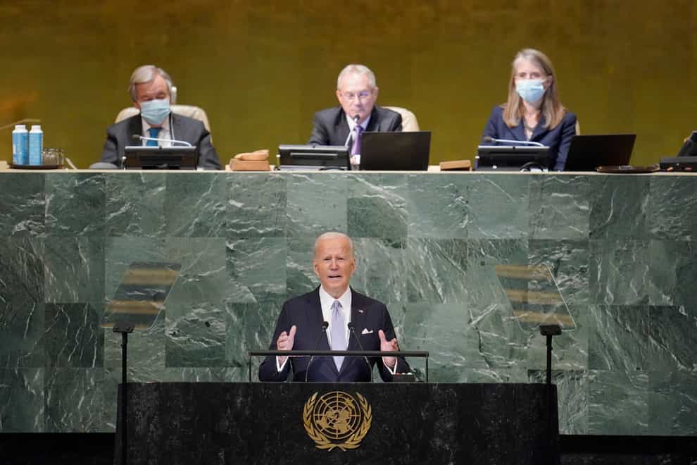 US president Joe Biden addresses the United Nations General Assembly (Mary Altaffer/AP)