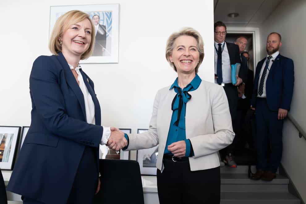 Prime Minister Liz Truss (left) holds a bilateral with European Commission president Ursula Von Der Leyen in New York (Stefan Rousseau/PA)