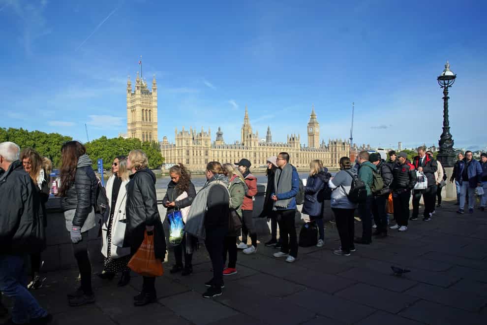 Members of the public queued for hours for the Queen’s lying in state (Gareth Fuller/PA)
