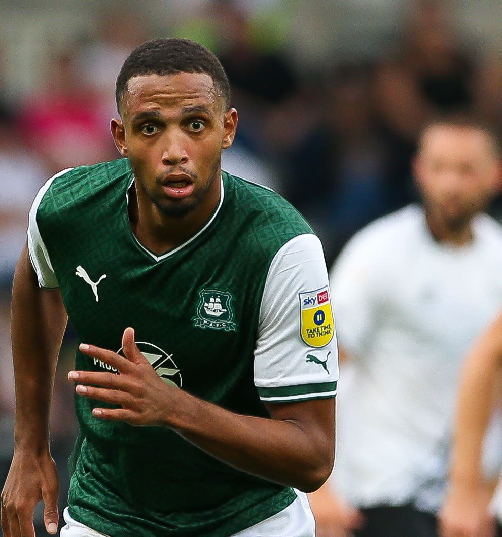 Plymouth’s Brendan Galloway serves a one-match ban (Barrington Coombs/PA)