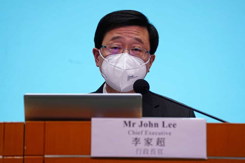 Hong Kong chief executive John Lee speaks during a news conference in Hong Kong (Lam Yik/AP)