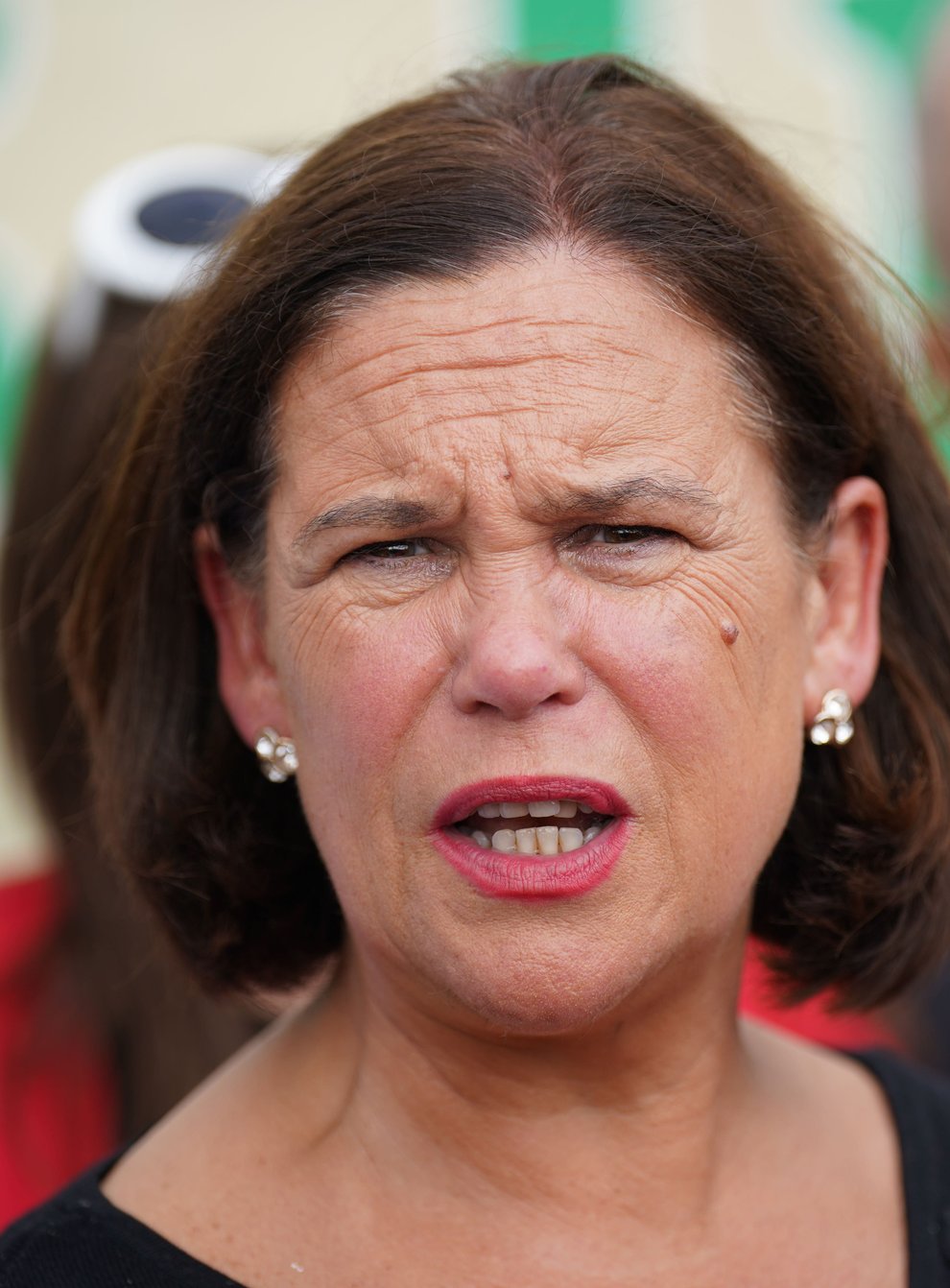 Sinn Fein Leader Mary Lou McDonald speaking to the media as she visited the National Ploughing Championships at Ratheniska Co Laois. Picture date: Wednesday September 21, 2022 (Brian Lawless/PA Wire)