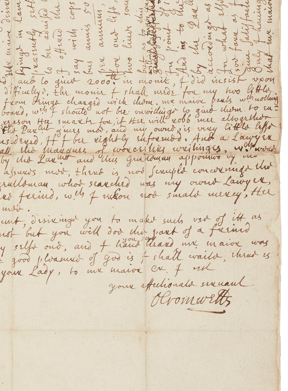 A letter written by Oliver Cromwell in 1648 will be sold by an Edinburgh auctioneer next week (Lyon & Turnbull/PA)