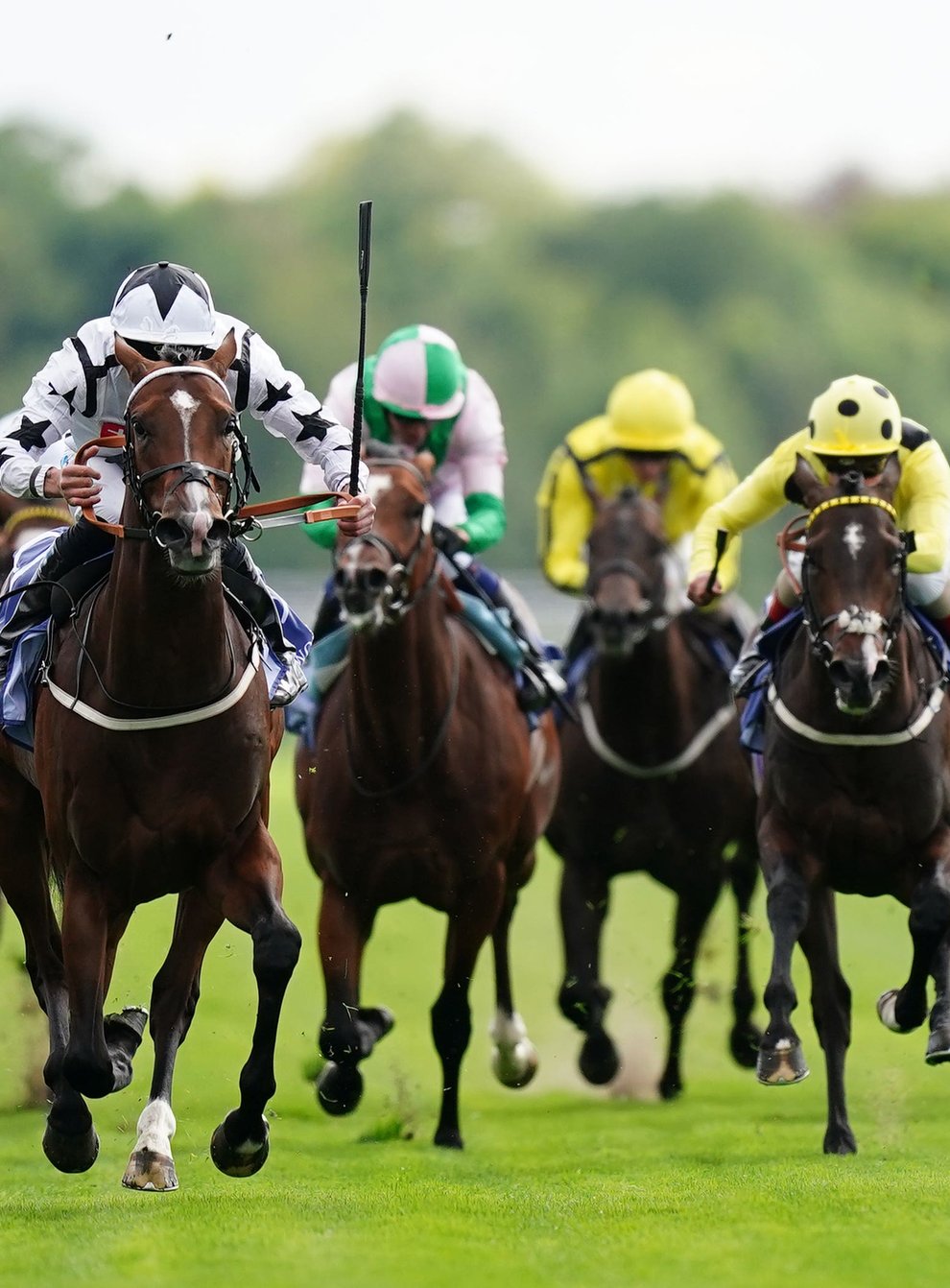 Noble Style ridden by William Buick (second right) on their way to winning the Al Basti Equiworld Dubai Gimcrack Stakes during day three of the Ebor Festival at York Racecourse (Mike Egerton/PA)