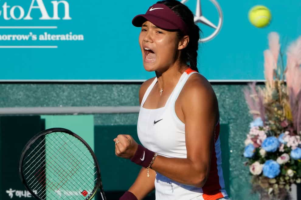 Emma Raducanu is through to the Korea Open semi-finals (Ahn Young-joon/AP)