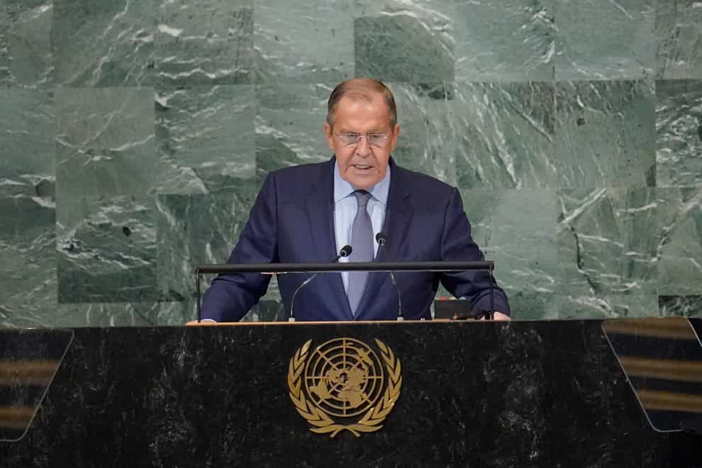 Sergei Lavrov addresses the United Nations General Assembly (AP Photo/Mary Altaffer)