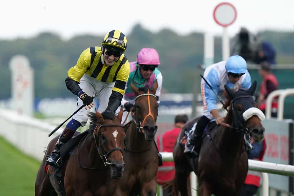 Giavellotto (right) suffered a luckless passage in the Leger (Tim Goode/PA)
