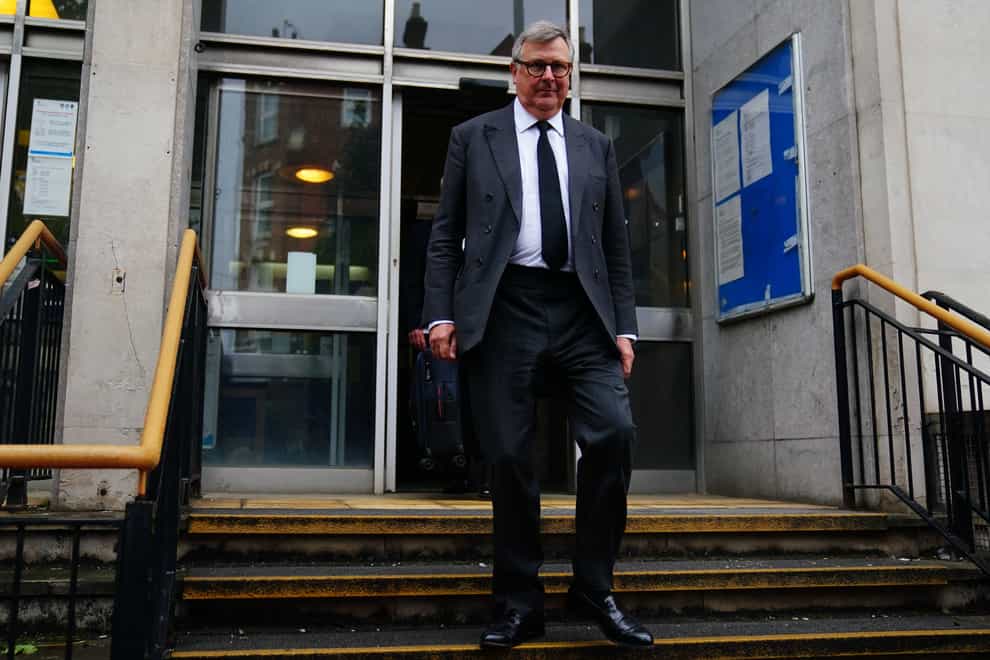 The Earl Marshal, the Duke of Norfolk, at Lavender Hill Magistrates’ Court, London, where he has been banned from driving for six months after pleading guilty to using his mobile phone while driving (PA)