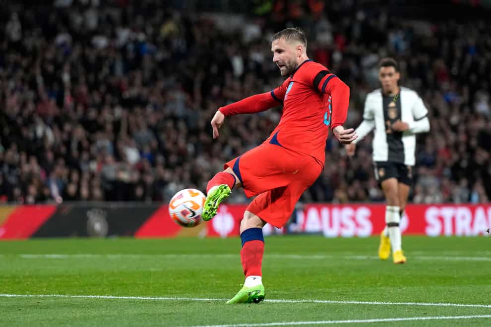 Luke Shaw scored for England in a 3-3 Nations League draw with Germany. (Alastair Grant/AP)