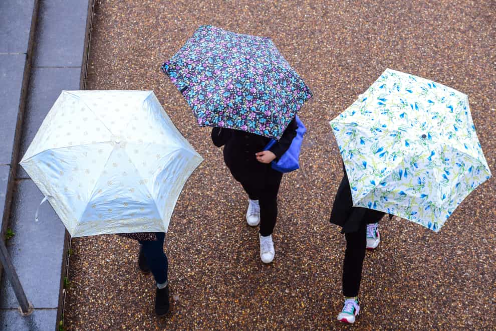 Forecasters say Friday could see a spell of rain with some strong winds (PA)