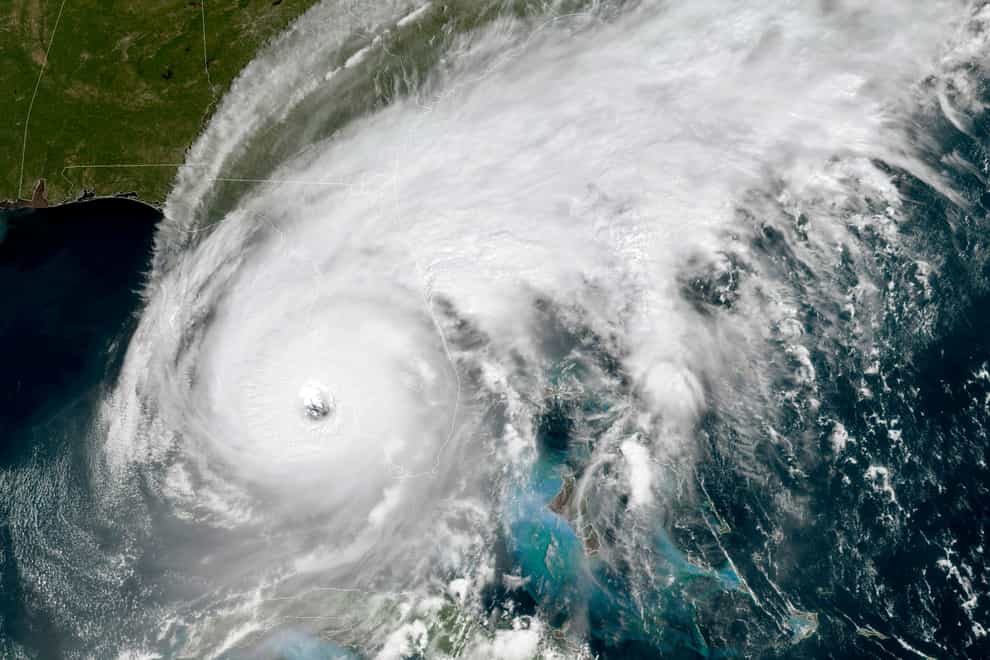 The eye of Hurricane Ian approaching the south-west coast of Florida (NOAA via AP)
