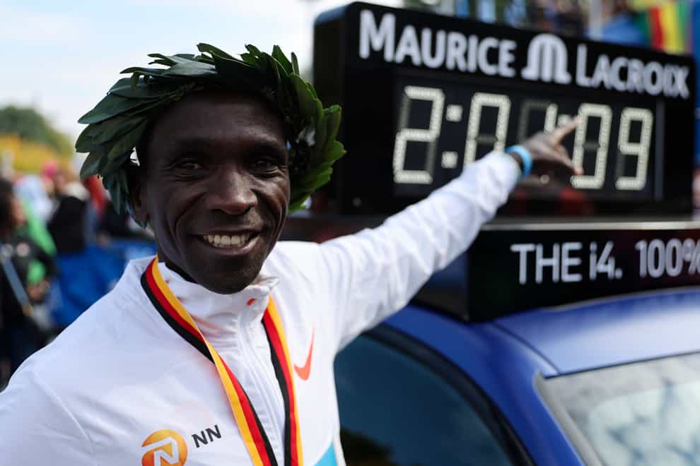 Eliud Kipchoge broke his own world record by 30 seconds in Berlin last weekend (AP Photo/Christoph Soeder)