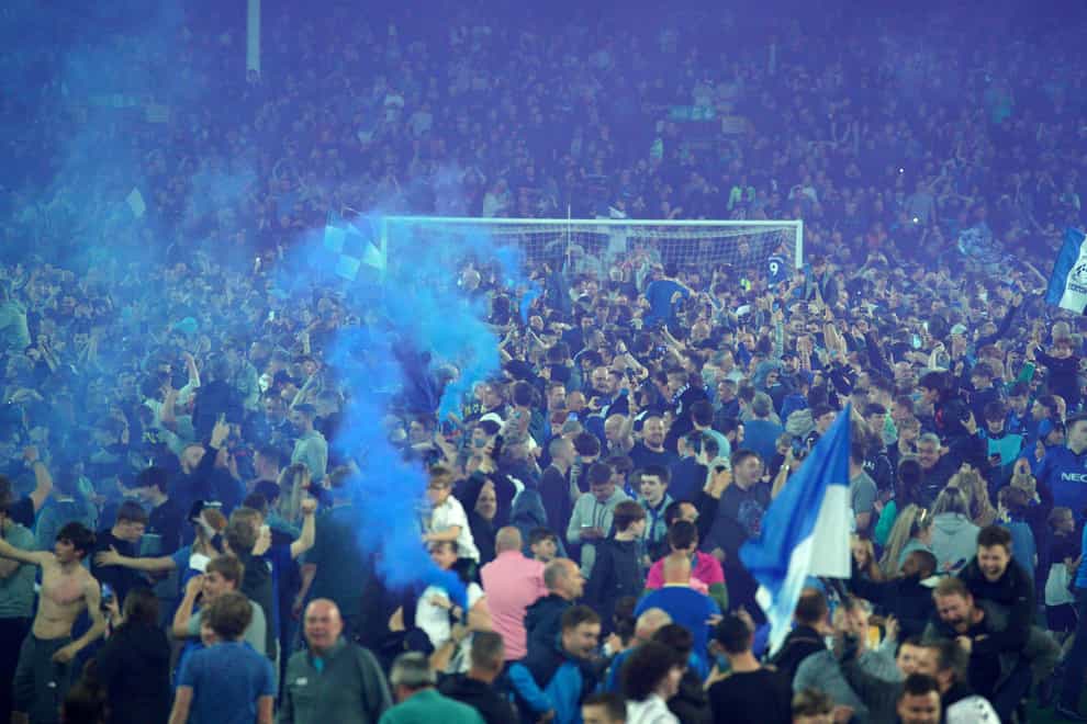 Everton have been fined £300,000 for the pitch invasions that occurred during and after their match with Crystal Palace on May 19 (Peter Byrne/PA)