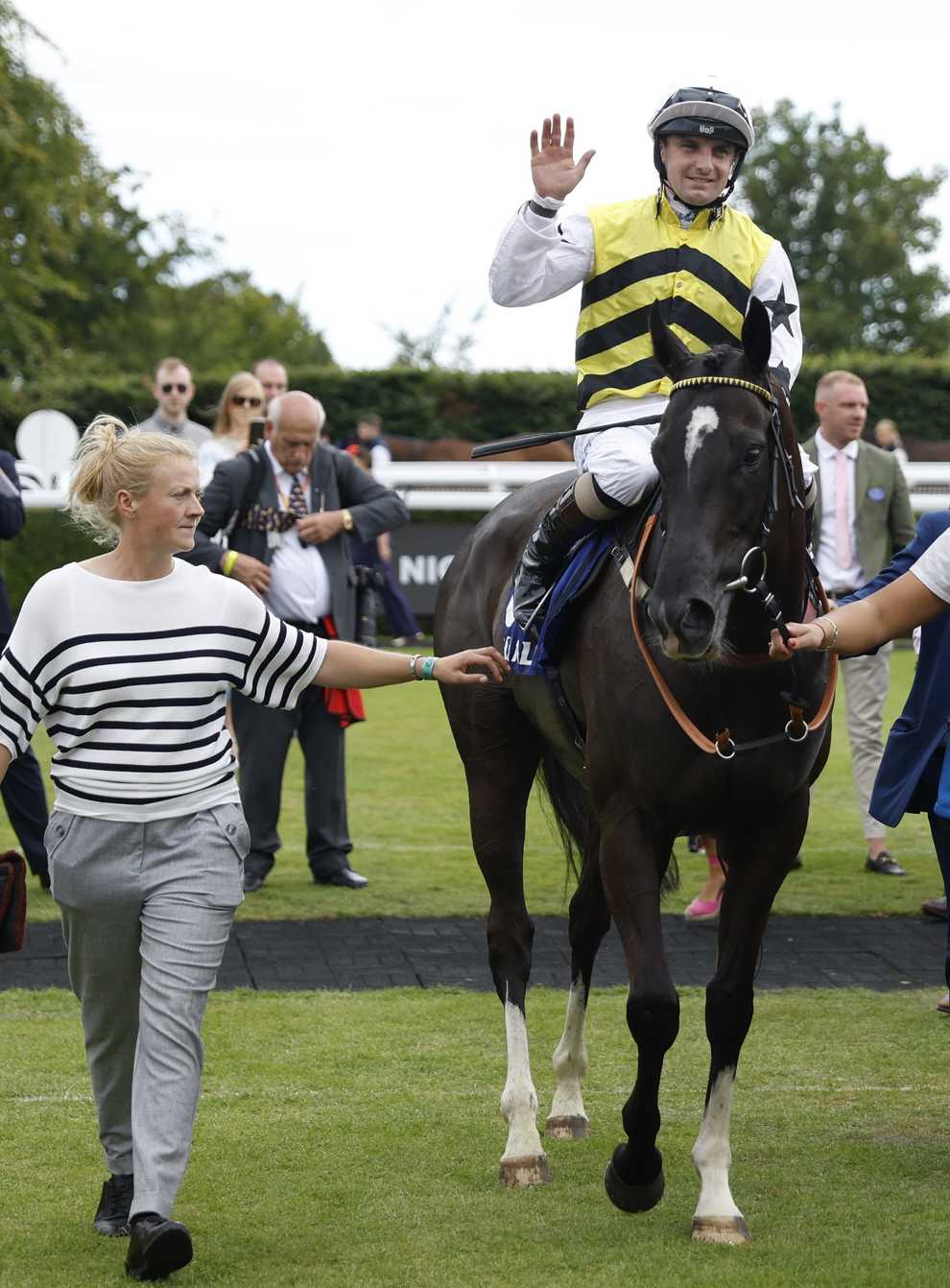 Commanche Falls, here after winning the Stewards’ Cup at Goodwood, runs in the John Guest Racing Bengough Stakes at Ascot on Saturday (Steven Paston/PA)