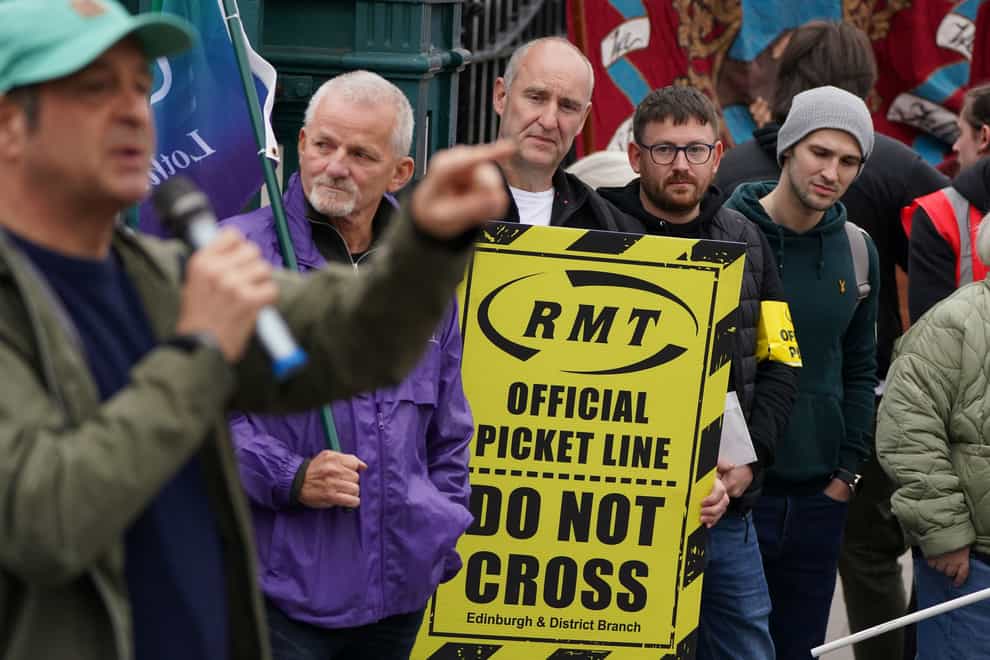 RMT, Aslef and CWU members will gather at Edinburgh Waverley on Saturday for a demonstration as they take further strike action (Andrew Milligan/PA)
