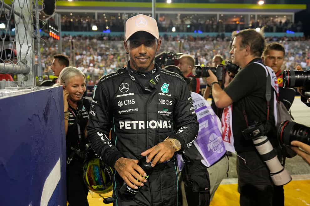 Lewis Hamilton wore his nose stud at the Singapore Grand Prix (Vincent Thian/AP)