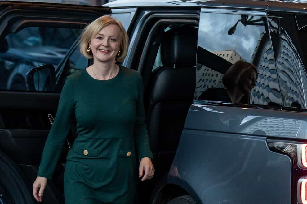 Liz Truss arrives in Birmingham ahead of the annual Conservative Party conference (Aaron Chown/PA)