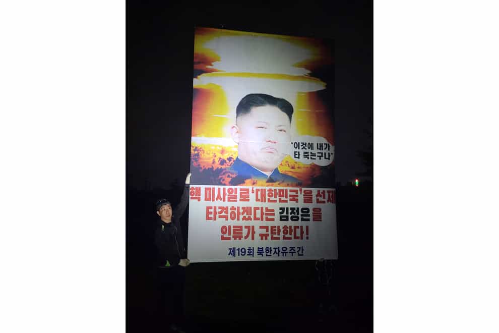 South Korean activists said they clashed with police while launching balloons carrying anti-Pyongyang propaganda materials across the North Korean border (Fighters For A Free North Korea/AP)