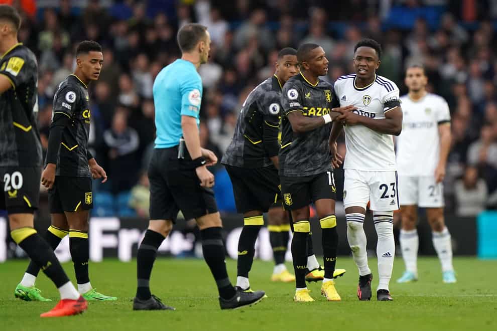 Luis Sinisterra was sent off for Leeds (Tim Goode/PA)