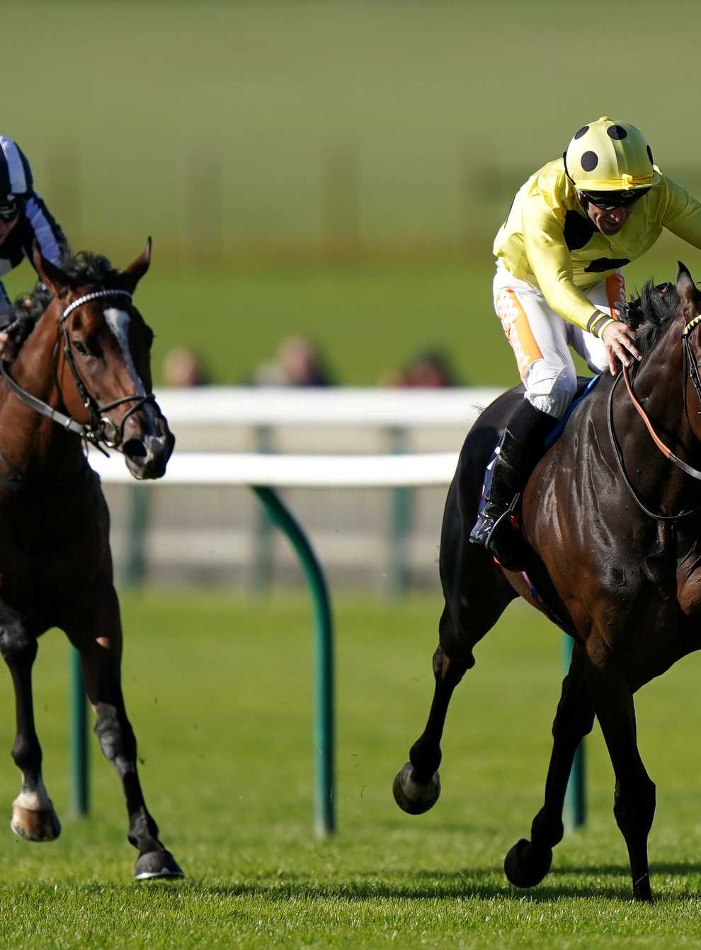 Fonteyn (right) got the better of Laurel (left) to land the Sun Chariot at Newmarket (Tim Goode/PA)