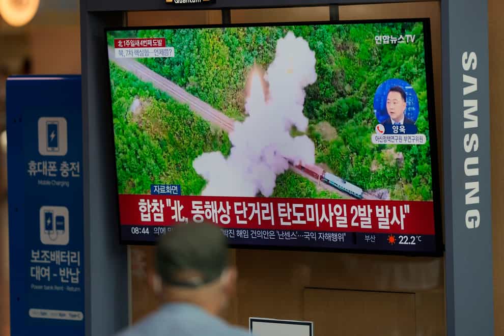 South Korea has said North Korea has fired a ballistic missile toward its eastern waters (Lee Jin-man/AP)
