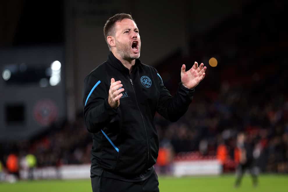 Michael Beale celebrates victory over Sheffield United (Nigel French/PA)