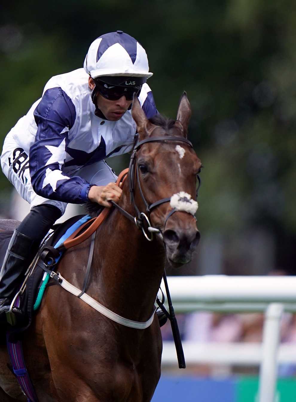 Alseyoob ridden by jockey Sean Levey on their way to winning the Rossdales British EBF Maiden Fillies’ Stakes on Darley July Cup Day of the Moet and Chandon July Festival at Newmarket racecourse, Suffolk (Tim Goode/PA)