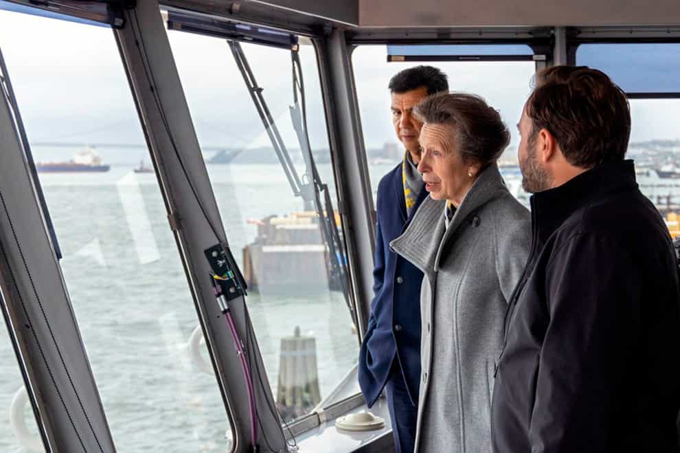 Anne, accompanied by New York City Department of Transportation commissioner Ydanis Rodriguez, as she rides in the pilothouse of the Staten Island Ferry (Sigurjon Gudjonsson/New York City Department of Transportation via AP)
